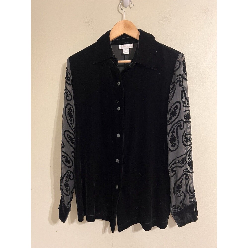 VTG 90’s Y2K The Limited Black Velvet Burnout Top Whimsigoth Witchy Women’s Sz M